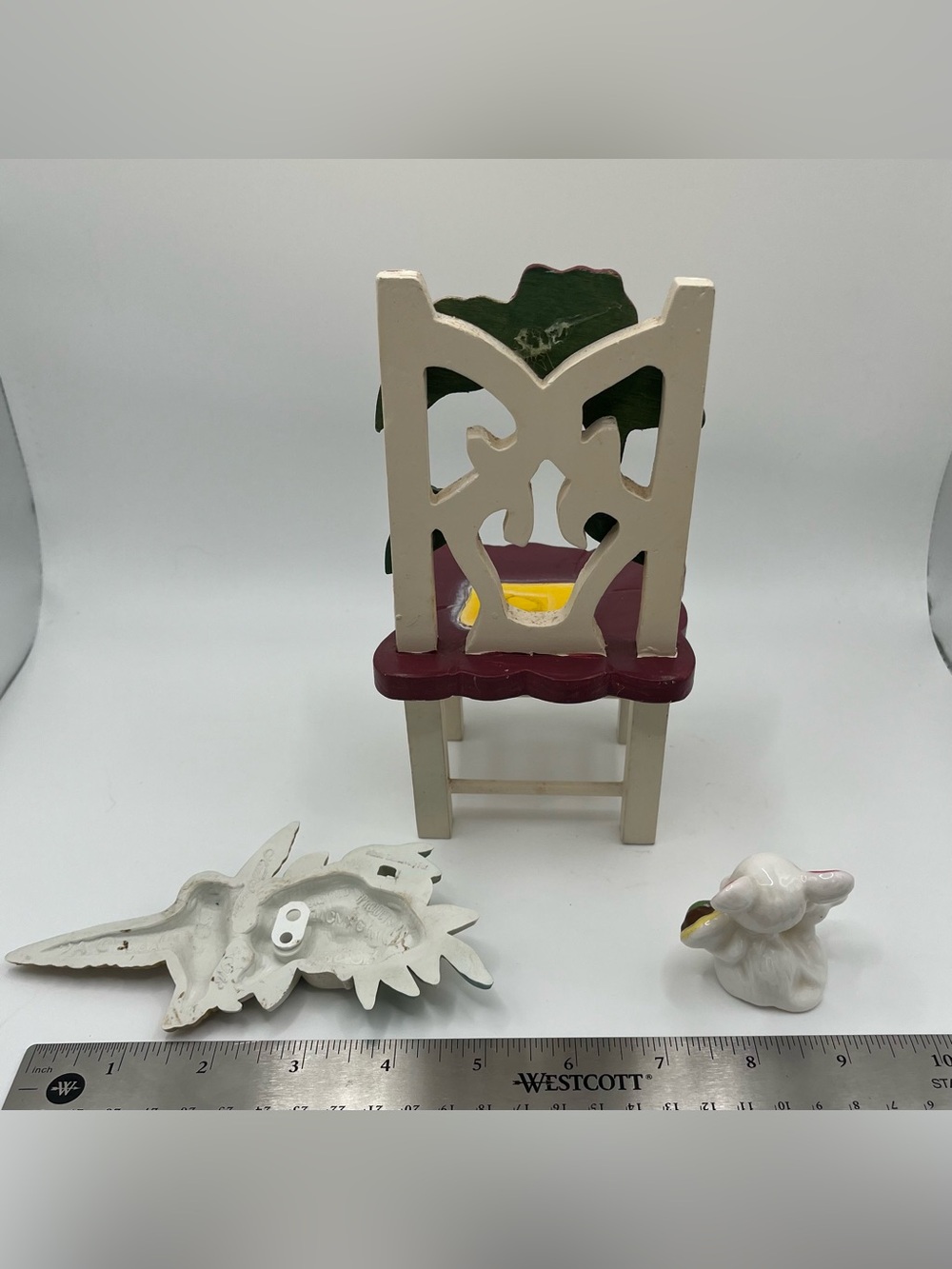 Vintage Cottagecore Decor Mini Chair Mouse Figure Bird Wall - Lot of 3 - Picture 6 of 8